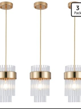 Dijiahua Pendant Lights Kitchen Island Gold 3 Pack